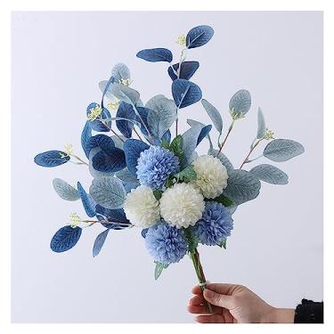 Imagem de Vaso de flores artificiais de seda branco, buquê de anêmona para casamento, casamento, casa, festa, quarto, decoração de mesa, planta, vaso de flores falsas (C)