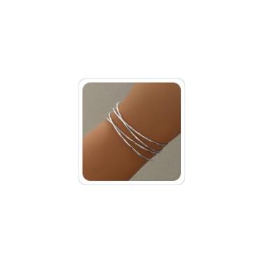 Imagem de ANGLEQUEEN Bracelete feminino banhado a ouro 18 k - Bracelete minimalista prata superior do braço para frescor, Adjustable, Zinco, Sem Pedra Preciosa