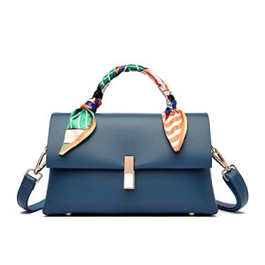 Imagem de Bolsas de mão de luxo bolsas tiracolo para mulheres Saddle Bag de couro transversal ombro bolsa mensageiro para mulheres(Blue)