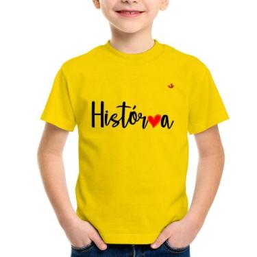 Imagem de Camiseta Infantil História por amor - Foca na Moda, Amarelo, 4