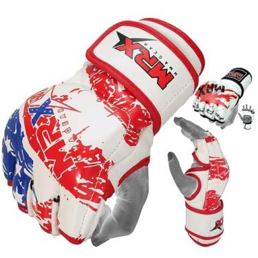 Imagem de MRX MMA Luvas de luta para luta boxe Muay Thai Training Sparring Mitts para homens e mulheres, bandeira dos EUA pequena