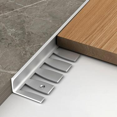 Imagem de Tira de borda de telha de alumínio 135 cm perfil L guarnição de ângulo de trilho dobrável para piso e azulejos de parede, protetor de borda para revestimentos de piso de 12,5-15 mm de altura