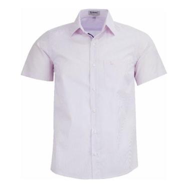 Imagem de Camisa Social Amil Masculina Manga Curta Listrada 1840, Rosa bebê, 6