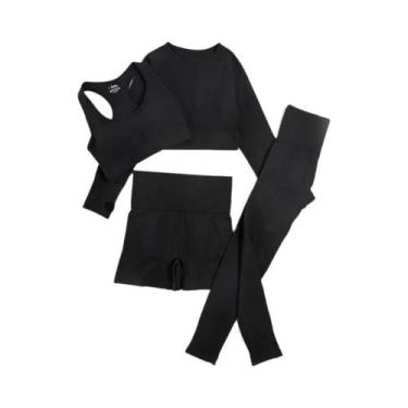 Imagem de Conjunto de Yoga Sem Costura Feminino - Roupas de Ginástica e Fitness,