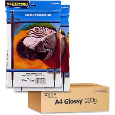 Imagem de kit com 10 pcts Papel Fotográfico Masterprint A4, 180g/m², Glossy, 500 Folhas 210x297 (cada pacote com 50f a4)