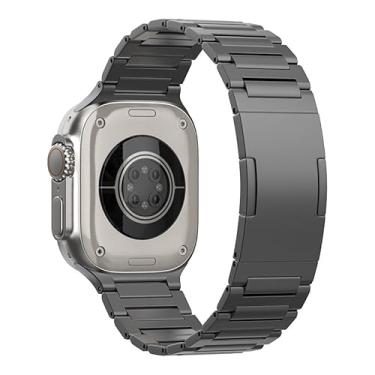 Imagem de MaKTech Pulseira de Elos de Titânio,Pulseira de Metal Em Formato de I,para Apple Watch Série 11/10/9/8/7,Ultra 3/2/1,SE 3/2/1 [2025] (46mm/45mm/44mm/49mm,Cinza)