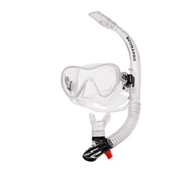 Imagem de Scubapro Conjunto De Máscara De Mergulho E Snorkel Adulto Trinidad Com Lente Única Sem Armação, Proteção Contra Respingos De Snorkel E Válvula De Purga, Inclui Apito, Transparente