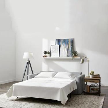 Imagem de Jogo de lençol de cama Cruiz Linen Real 500 fios 100% puro algodão egípcio para dormir sofá padrão sólido (tamanho da mangueira e cores) serve em colchão de até 12,7 cm de profundidade com preço de atacado., Tradicional, Branco, Sofa Queen 60" x 74"