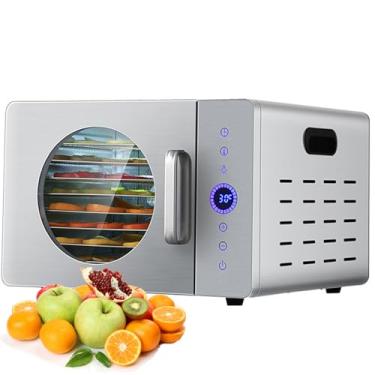Imagem de Secador de frutas, desidratador de alimentos domésticos 1000W, painel de controle inteligente, secagem de ar quente 360°, controle de temperatura de 86°F-194°F, adequado vegetais e frutas