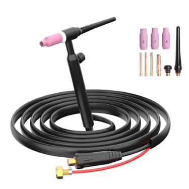 Imagem de FEMEROL Pistola De Soldagem Tig, Tocha Tig De Argônio Wp17V 150A Com Mangueira De Ar Vermelha, Pistola Tig De Elevação Resfriada A Ar, Conector De Plugue De 35-50 Mm²