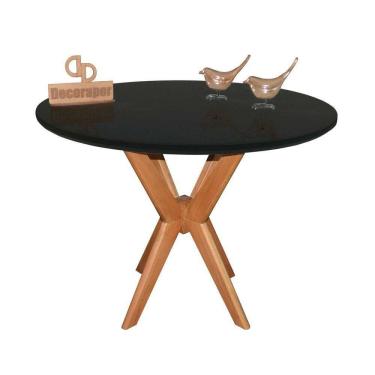 Imagem de Mesa Jantar Pandora Tampo Redondo Laca Com Vidro 110cm Preto