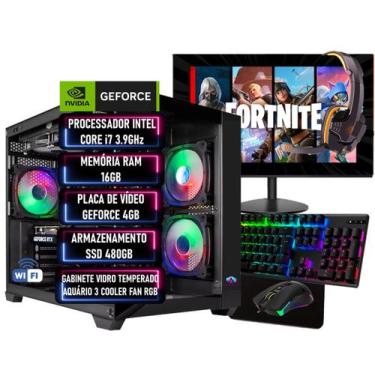 Imagem de Computador Gamer Completo Intel Core i7 3.9GHz RAM 16GB SSD 480GB GEFO