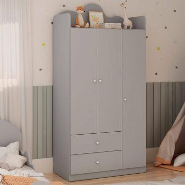 Imagem de Guarda-Roupa Infantil Nuvem 3 Portas 2 Gavetas Marrom Claro - Genialflex