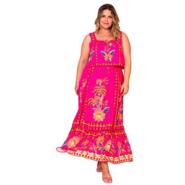 Imagem de Conjunto plus size feminino estampa floral bluse e saia casual chique 