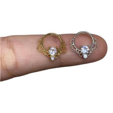 Imagem de Argola Piercing Indiano Nariz Septo Deith Pedra Zircônia - RaraSteel P