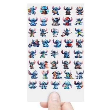 Imagem de Cartela 40 Adesivos Stitch DTF UV Envernizado Prova D'Água - Graviarte
