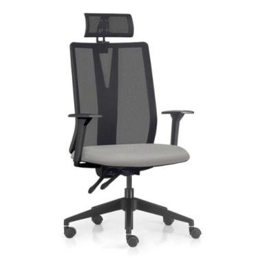 Imagem de Cadeira Escritório Giratória Presidente Flow F02 Base Preta Crepe Cinz