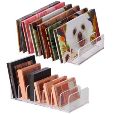 Imagem de wdcfxy Pacote com 2 organizadores de cosméticos transparentes para armazenamento de maquiagem – Bandejas organizadoras de paleta de sombras empilháveis, organizadores de maquiagem de bancada e gaveta