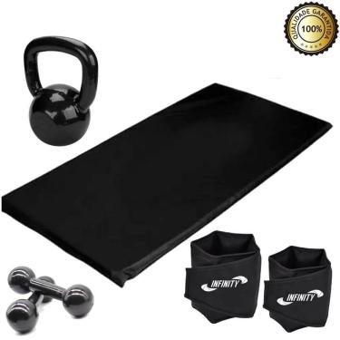 Imagem de Kit Aeróbico Em Casa Caneleira 5 Kg + Colchonete + Halter 2