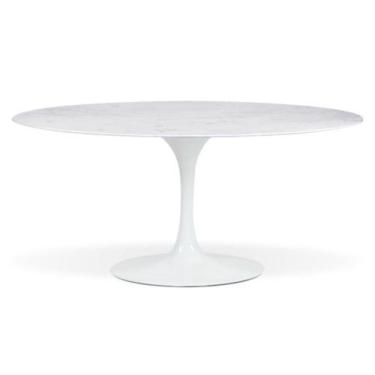 Imagem de Mesa De Jantar Saarinen Oval 198x122 Cm Mármore Branco Extra Base Branca