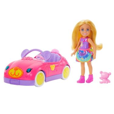 Imagem de Conjunto de carros de brinquedo Barbie Chelsea Doll com tema de urso conversível