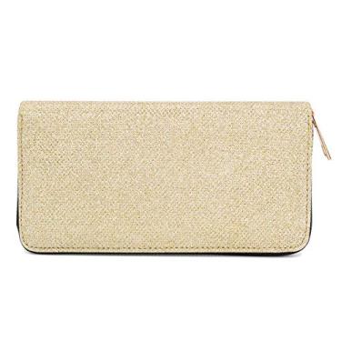 Imagem de Carteira com zíper continental brilhante de tecido brilhante premium, Champanhe, One Size