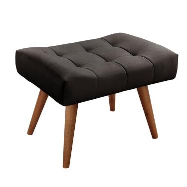 Imagem de Puff Banqueta Theo Madeira Maciça Castellar Móbile Corino Preto