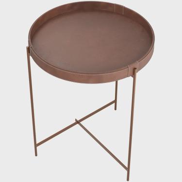 Imagem de Mesa De Canto Lateral Decorativa Industrial Sala de Estar 56 cm Sintético Whisky P06 Da...