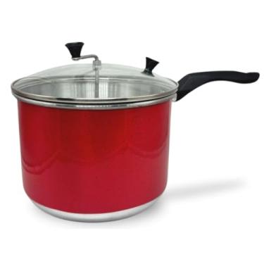 Imagem de Panela Pipoqueira Alumínio Color N°20 4 Litros Com Tampa de Vidro(vermelho)