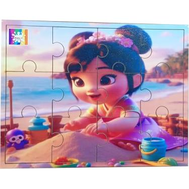 Imagem de Quebra-Cabeça Infantil Princesas Bebê 13 Peças Tabuleiro em MDF