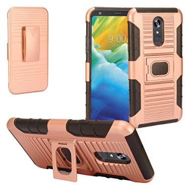 Imagem de Z-GEN - Para LG Stylo 5 (2019), Stylo 5X, Stylo5+ Plus, LM-Q720, LM-L722DL - Capa de telefone híbrida Defender com suporte/clipe de cinto - ST5 preto/ouro rosa