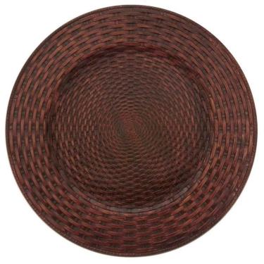 Imagem de Jogo Com 6 Sousplat Redondo Rattan Bronze 33 Cm Mimo Style