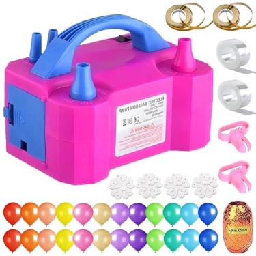 Imagem de JerDorgo Bomba Elétrica Para Balões, Soprador Portátil Com Bico Duplo E Inflador Para Balões, Ferramentas Para Amarrar Balões Para Decoração De Balões, Casamentos, Festas De Aniversário (110-120 V,