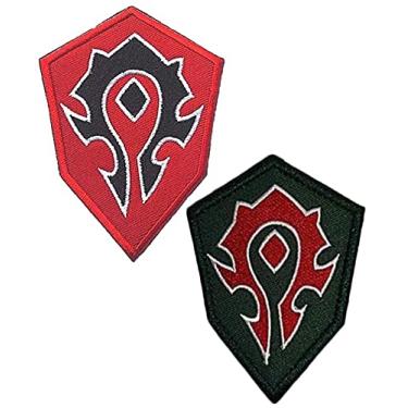 Imagem de Heiorpai 2 peças World of Warcraft Horde Patch bordado decorativo de gancho e laço de fixação