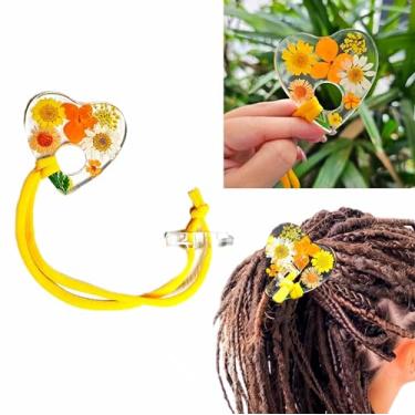 Imagem de Nutty Natte Laço de cabelo elástico feito à mão para dreadlock cristal resina ecológica ponteiro Ouija flor real, suportes de rabo de cavalo embutidos, acessórios de cabelo Loc para mulheres e homens