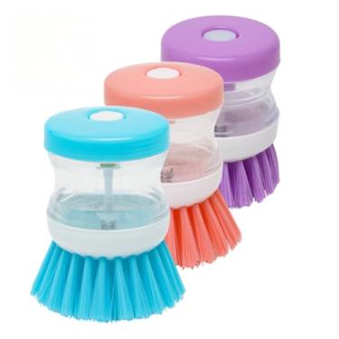 Imagem de Kit 3 Escova Limpeza Multiuso Dispenser Detergente Sabão Sabonete Esponja Lava Louça(3)