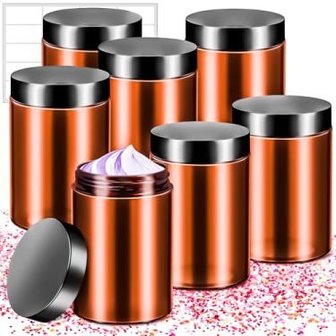 Imagem de MotBach Pacote com 6 frascos de plástico âmbar de 290 ml, recipientes redondos transparentes com tampas, frascos pequenos de cosméticos vazios de 300 ml, recipientes de maquiagem, frasco de geleca de