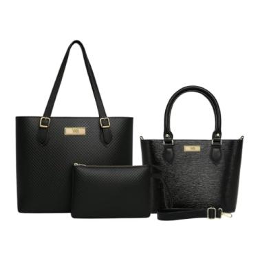 Imagem de Kit Bolsa Feminina Grande + Baú + Carteira (Preto)…