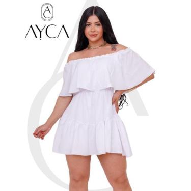 Imagem de Vestido Macaquinho Short, Azul bebe, babado, tecido Crepinho Elastex S