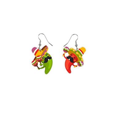 Imagem de Brincos Cinco de Mayo, brincos mexicanos para mulheres e meninas, pinatas, sombrero, fiesta, raquete de pimenta, arco-íris, cavalo, chapéu, brincos, carnaval, evento, festival, joias, presentes, Acrílico, não
