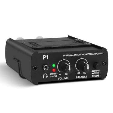 Imagem de JCANOL Sistema de monitor intra-auricular pessoal amplificador de fone de ouvido com entrada XLR e TRS, saída de 3,5 mm com interruptor mono e estéreo mix panorâmico, caixa resistente com clipe de