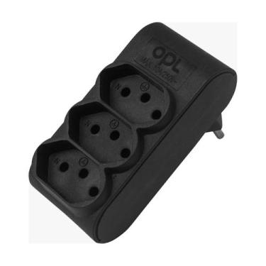 Imagem de Multiplicador 3 Tomadas 2 Pinos + Terra Preto - OPL
