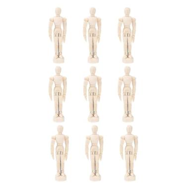 Imagem de Manequim de madeira para artistas, manequim articulado: 9 unidades de manequim de artista de 11 cm, modelo de desenho de manequim de madeira, manequim de artista com suporte para desenho, pintura