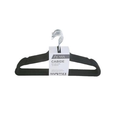 Imagem de Cabide Veludo Com 12 Peças Preto - Acasa