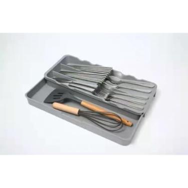 Imagem de Porta Talheres Gaveta Organizador Separador Cozinha Colher Garfo Faca Divisoria Pratico Casa(TALHERNOVOEXPANSIVEL)