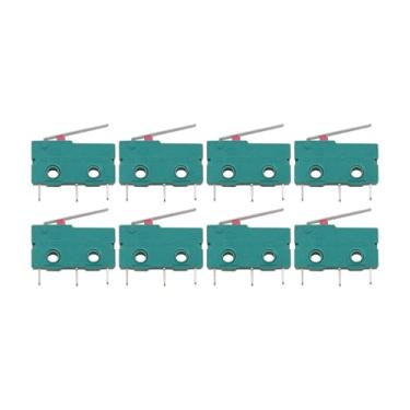 Imagem de WELWIK 8 peças de plástico verde 3 pinos KW4-3Z-3 interruptores de limite em miniatura de braço articulado reto curto adequado para controle digital de máquina
