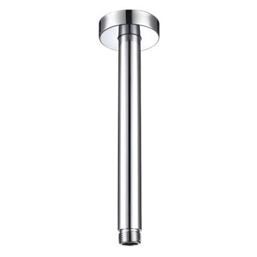 Imagem de Chinflly Braço de chuveiro de 20 cm com flange, braço de chuveiro redondo montado no teto 1/2 NPT extensão de braço de cabeça de chuveiro de chuva reto, prata