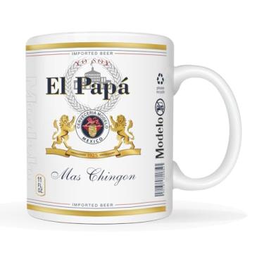 Imagem de MAUAG El Papa El Mas Chingon 325 ml Caneca de café engraçada pai espanhol - Exclusivo Diseño Humorístico en Español para Papá, Taza Mejor Padre del Mundo, Regalos Únicos para el Día del Padre