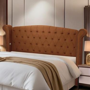 Imagem de Cabeceira Solteiro Estofada Madeira Luxo Cama Box Grécia (Terracota)