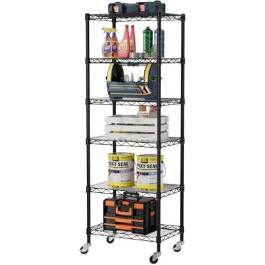 Imagem de SINGAYE 6 prateleiras pequenas de arame, despensa de cozinha, organizadores de casa e armazenamento, prateleira de banheiro, lavanderia, organização, ajustável, estante de garagem de metal